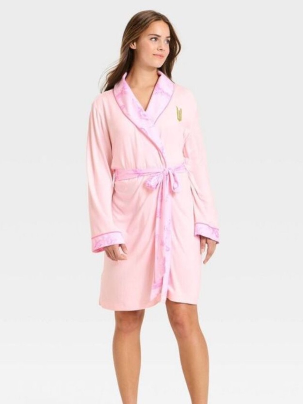 Wicked Light Pink Shawl-Collar Tie-Waist Robe